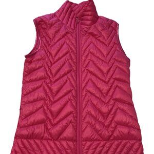 Sporty Athleisure Preppy Electric Yoga Puffer Vest, Full Zip, Pink, Women's SM